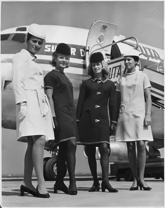 Framed Print : Newly Designed Pierre Cardin Stewardess Uniforms Framed Print : Newly Designed Pierre Cardin Stewardess Uniforms