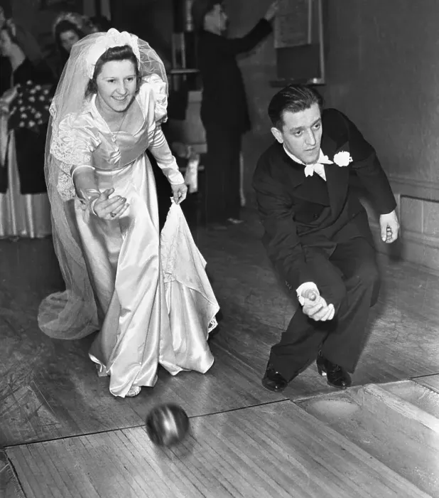 Framed Print : Newlyweds Bowling Framed Print : Newlyweds Bowling
