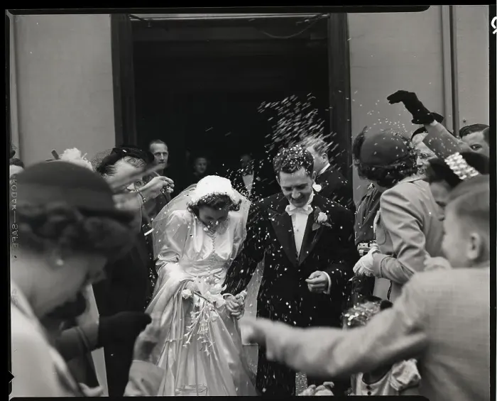 Framed Print : Newlyweds Leaving Church
