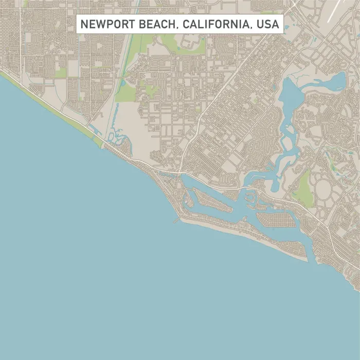 Framed Print : Newport Beach California US City Street Map Framed Print : Newport Beach California US City Street Map