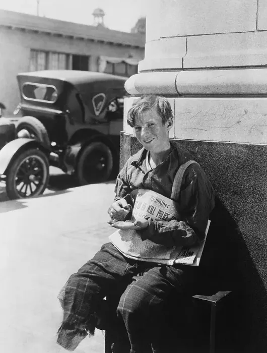 Framed Print : Newsboy of 1920's