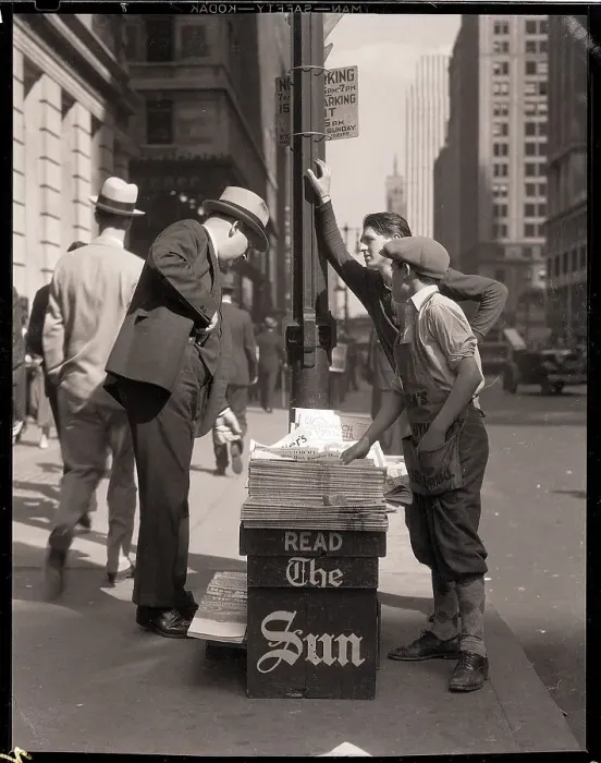 Framed Print : Newsboy Selling Newspapers on Street Framed Print : Newsboy Selling Newspapers on Street