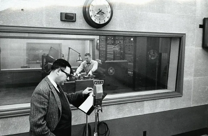 Framed Print : Newsman Broadcasting At Wqxr Framed Print : Newsman Broadcasting At Wqxr