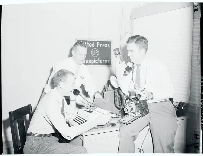 Framed Print : UP Newsmen Covering Margaret Truman Wedding Framed Print : UP Newsmen Covering Margaret Truman Wedding