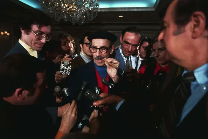 Framed Print : Newsmen Interviewing Comedian Groucho Marx Framed Print : Newsmen Interviewing Comedian Groucho Marx