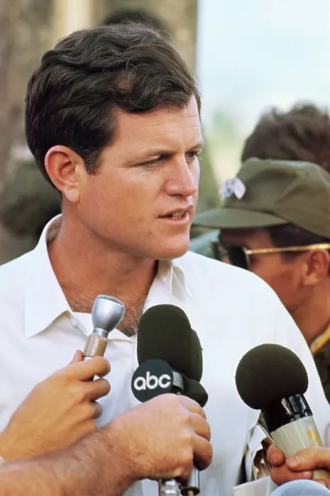 Framed Print : Newsmen Interviewing Edward Kennedy