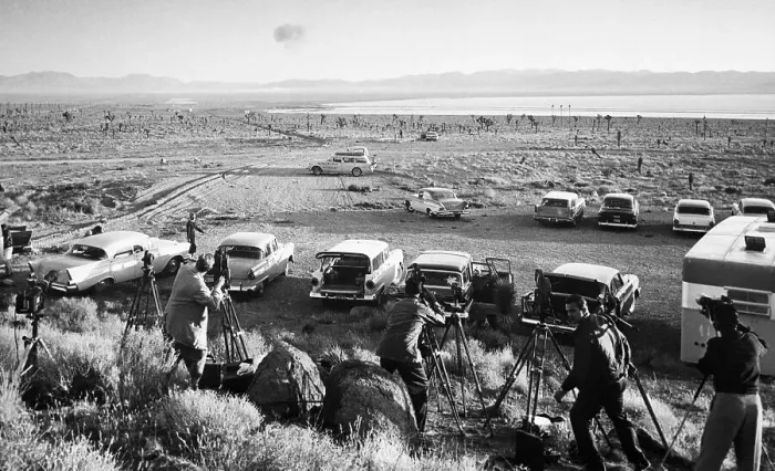 Framed Print : Newsmen Photograph Atomic Test in Nevada Desert Framed Print : Newsmen Photograph Atomic Test in Nevada Desert