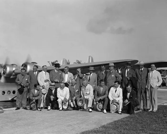 Framed Print : Newspaper and Businessmen Embarking on Good Will Tour of South America Framed Print : Newspaper and Businessmen Embarking on Good Will Tour of South America