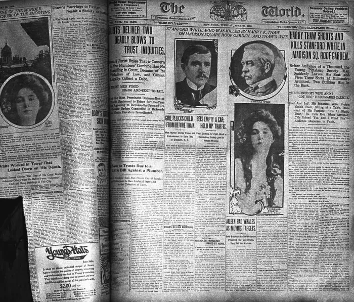 Framed Print : Newspaper Headline of Stanford White Killing Framed Print : Newspaper Headline of Stanford White Killing