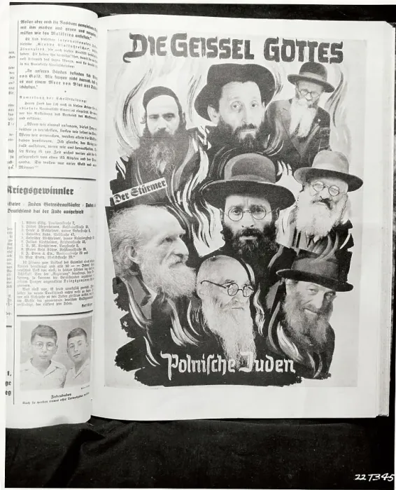 Framed Print : Newspaper Showing Jews in Flames Framed Print : Newspaper Showing Jews in Flames