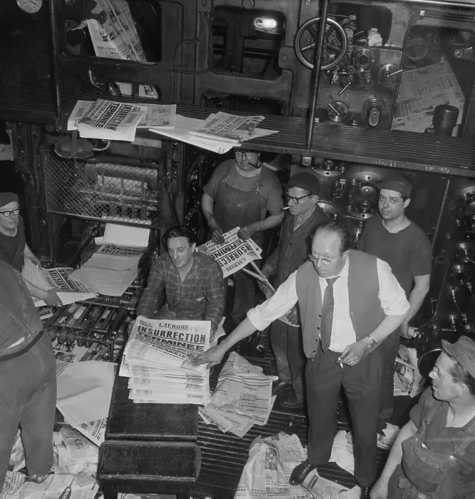 Framed Print : Newspaper Workers in French Newsroom Framed Print : Newspaper Workers in French Newsroom