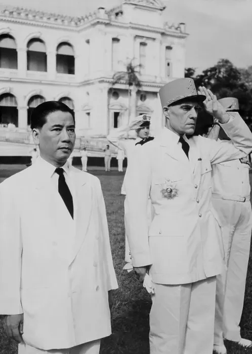 Framed Print : Ngo Kinh Diem and Paul Ely Watching a Flag Descend the Flag Staff Framed Print : Ngo Kinh Diem and Paul Ely Watching a Flag Descend the Flag Staff