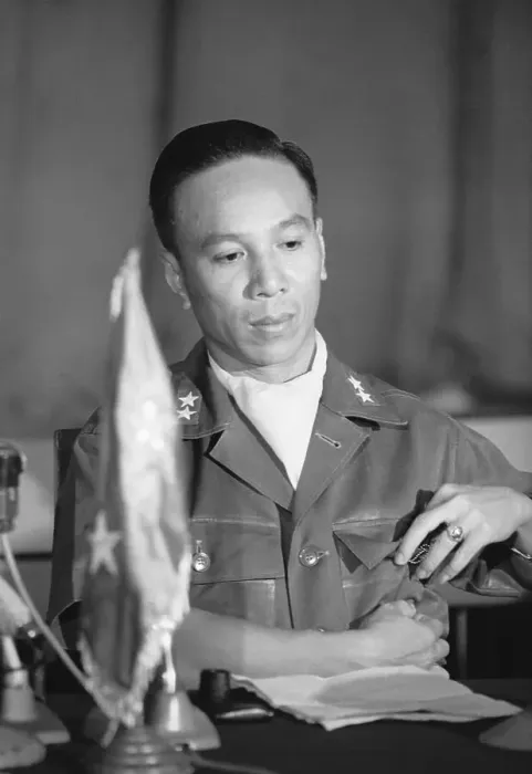 Framed Print : Nguyen Van Thieu Sitting and Reaching into His Pocket