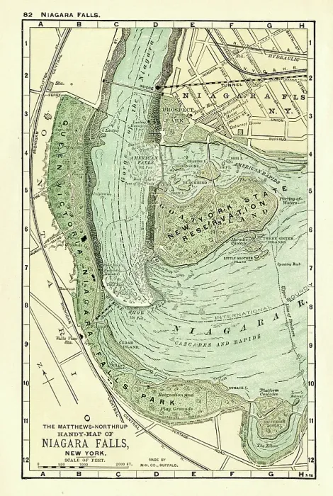 Framed Print : Niagara falls USA map 1898 Framed Print : Niagara falls USA map 1898