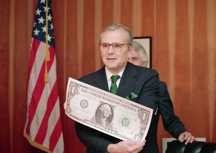 Framed Print : Nicholas Brady with Dollar Bill Replica Framed Print : Nicholas Brady with Dollar Bill Replica