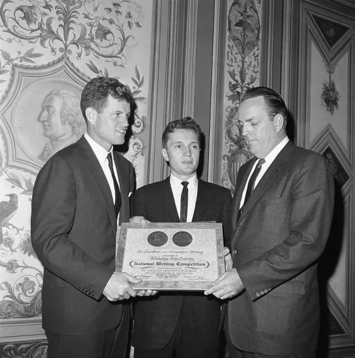 Framed Print : Nicholas Gage Holding His Award Framed Print : Nicholas Gage Holding His Award