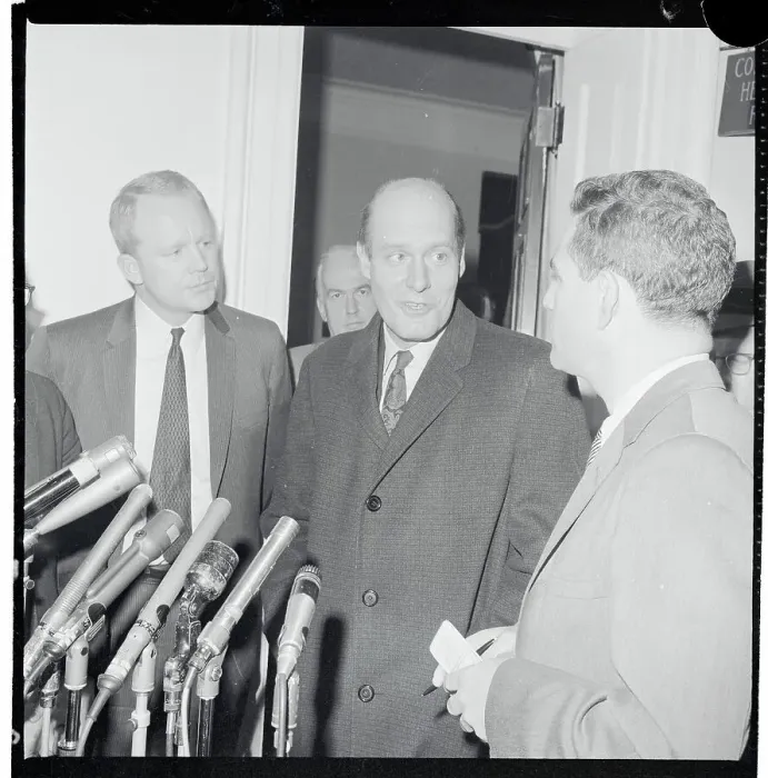 Framed Print : Nicholas Katzenbach Speaking to Newsmen Framed Print : Nicholas Katzenbach Speaking to Newsmen