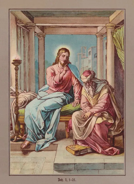 Framed Print : Nicodemus Visits Jesus, chromolithograph, published ca. 1880 Framed Print : Nicodemus Visits Jesus, chromolithograph, published ca. 1880