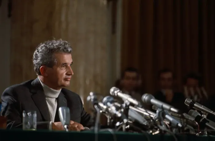 Framed Print : Nicolai Ceausescu Speaking at Microphones Framed Print : Nicolai Ceausescu Speaking at Microphones