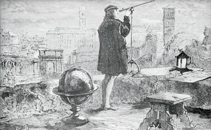Framed Print : Nicolas Copernicus Looking Through Telescope Framed Print : Nicolas Copernicus Looking Through Telescope