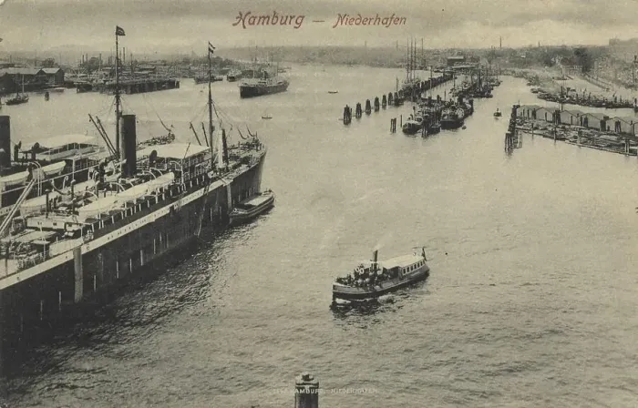 Framed Print : Niederhafen, Hamburg, Germany, postcard with text, view around ca 1910, historical, digital reproduction of a historical postcard, public domain, from that time, exact date unknown Framed Print : Niederhafen, Hamburg, Germany, postcard with text, view around ca 1910, historical, digital reproduction of a historical postcard, public domain, from that time, exact date unknown