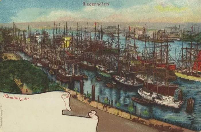 Framed Print : Niederhafen, Hamburg, Germany, postcard with text, view around ca 1910, historical, digital reproduction of a historical postcard, public domain, from that time, exact date unknown Framed Print : Niederhafen, Hamburg, Germany, postcard with text, view around ca 1910, historical, digital reproduction of a historical postcard, public domain, from that time, exact date unknown