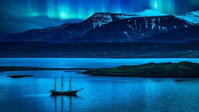 Framed Print : Night cruise with northern light Framed Print : Night cruise with northern light