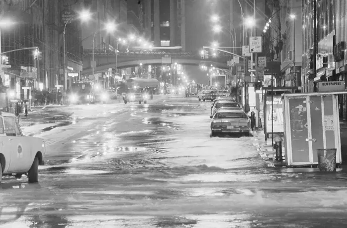 Framed Print : Night Flood In Midtown Street W / Cars
