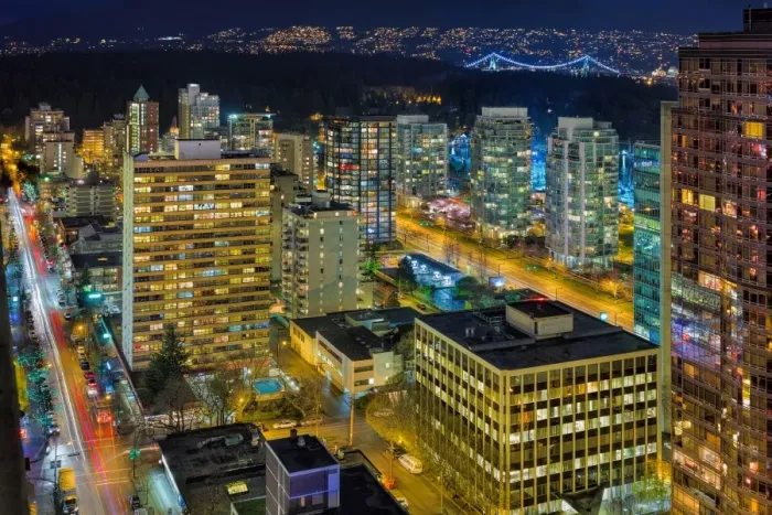 Framed Print : Night Life on the other End of Robson Street