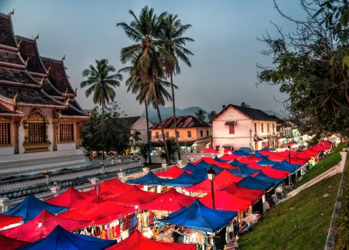 Framed Print : Night market in Luang Prabang, Laos, Asia Framed Print : Night market in Luang Prabang, Laos, Asia