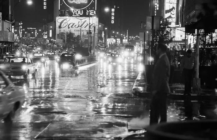 Framed Print : Night Rain Scene in Times Square