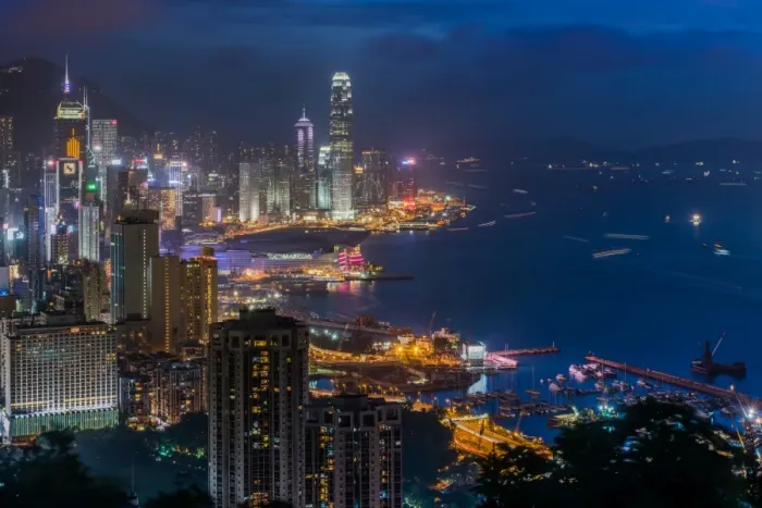 Framed Print : Night scene of Hong Kong bay front Framed Print : Night scene of Hong Kong bay front