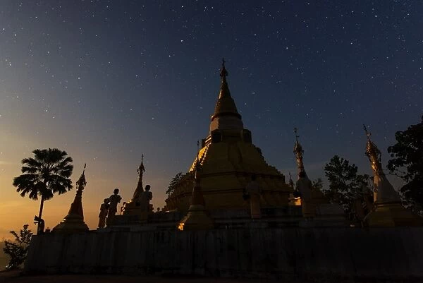 Night shot of myanmar pagoda style