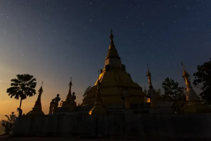 Framed Print : Night shot of myanmar pagoda style Framed Print : Night shot of myanmar pagoda style