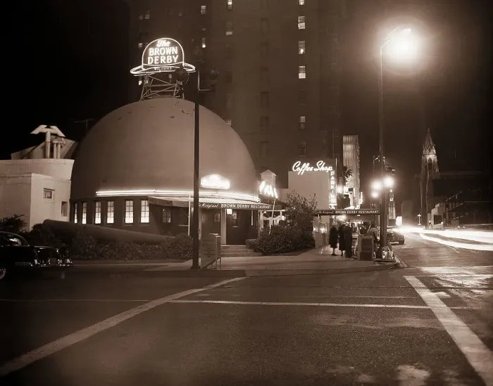 Framed Print : Night View of The Brown Derby Framed Print : Night View of The Brown Derby
