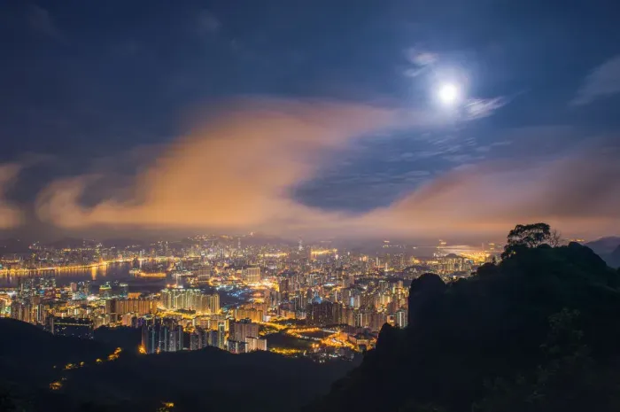 Framed Print : Night view of Hong Kong city Framed Print : Night view of Hong Kong city