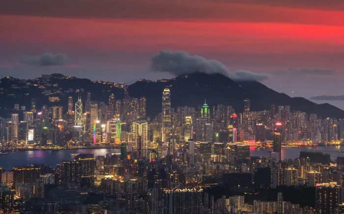 Framed Print : Night view of Hong Kong from a distance Framed Print : Night view of Hong Kong from a distance