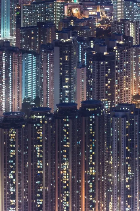 Framed Print : Night view of Hong Kong residential cluster Framed Print : Night view of Hong Kong residential cluster