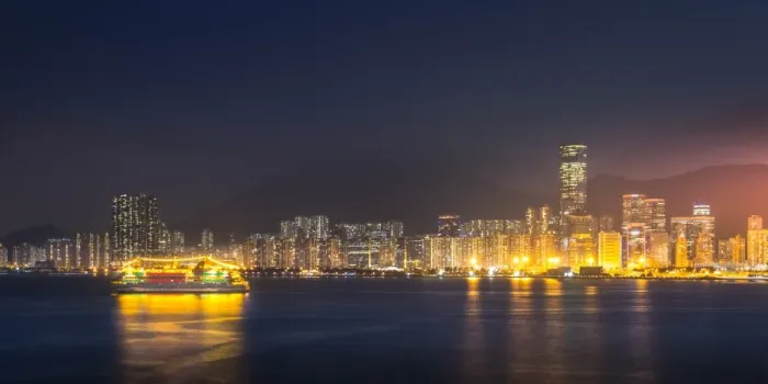 Framed Print : Night view of HongKong East promenade Framed Print : Night view of HongKong East promenade