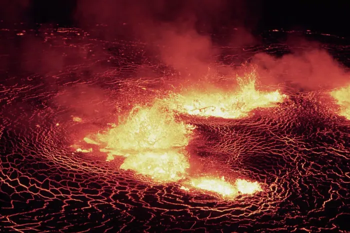 Framed Print : Night View Of Lava Erupting Out-Crater Framed Print : Night View Of Lava Erupting Out-Crater