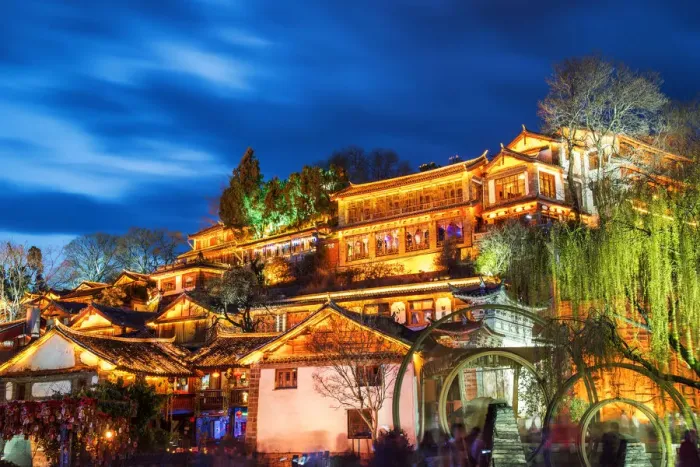 Framed Print : Night view of traditional Chinese wooden building in the Old Town of Lijiang, Yunnan province, China. The Old Town of Lijiang is a popular tourist destination of Asia Framed Print : Night view of traditional Chinese wooden building in the Old Town of Lijiang, Yunnan province, China. The Old Town of Lijiang is a popular tourist destination of Asia