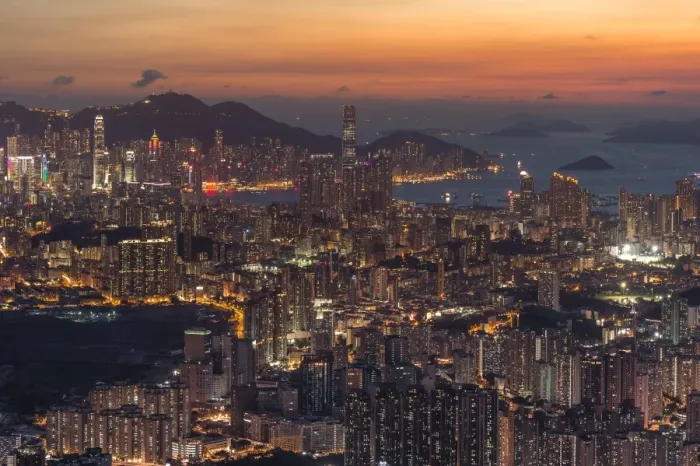 Framed Print : Night view of West Kowloon district from top Framed Print : Night view of West Kowloon district from top