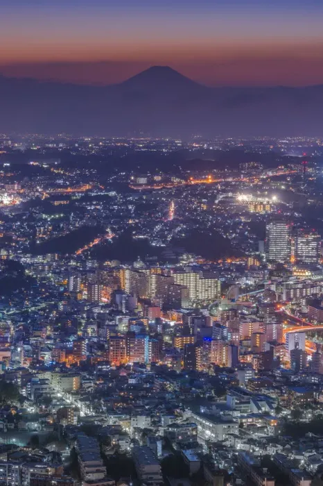 Framed Print : Night view of Yokohama with Mt Fuji Framed Print : Night view of Yokohama with Mt Fuji