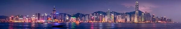 nightshot Panorama of Hongkong skyline