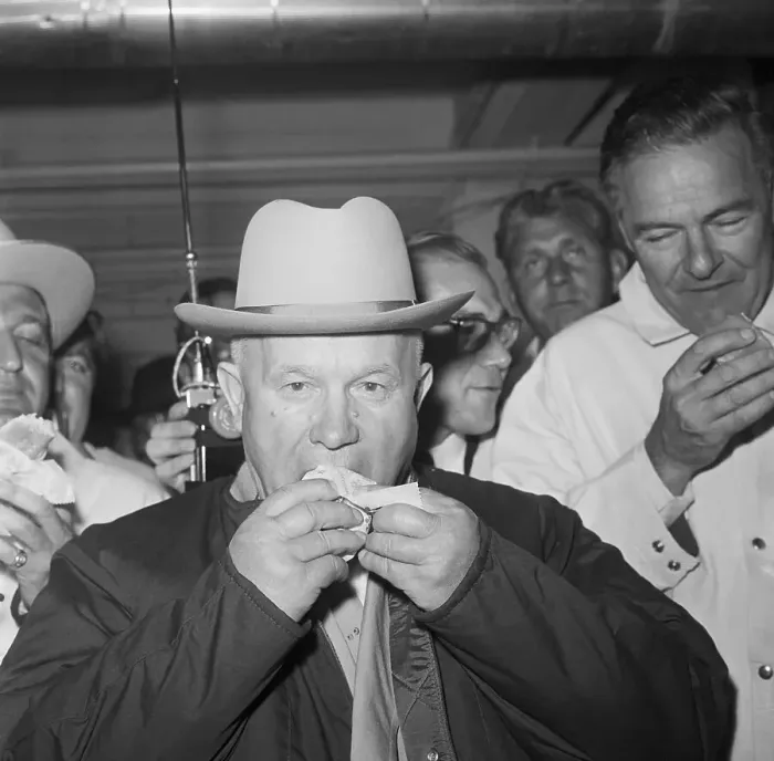Framed Print : Nikita Khrushchev Eating A Hot Dog Framed Print : Nikita Khrushchev Eating A Hot Dog