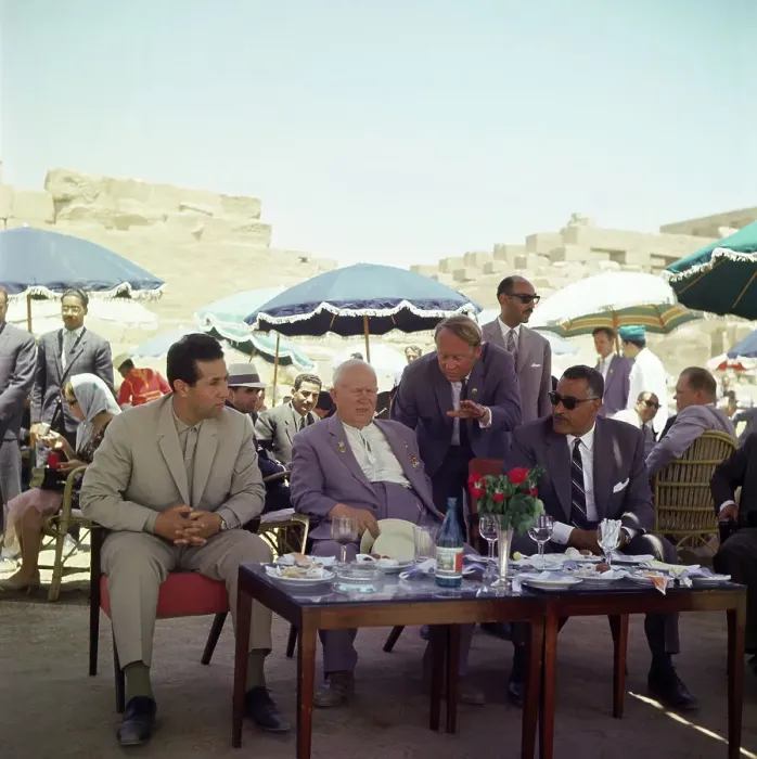 Framed Print : Nikita Khrushchev, Gamel Abdel Nasser, and Ben Bella