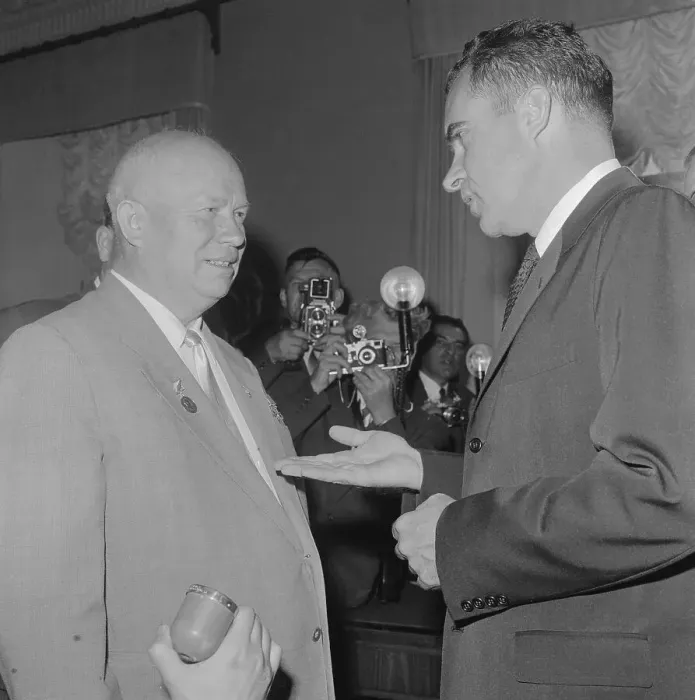 Framed Print : Nikita Khrushchev and Richard Nixon Talking Framed Print : Nikita Khrushchev and Richard Nixon Talking