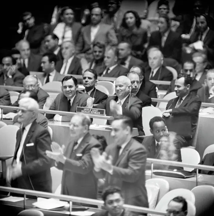 Framed Print : Nikita Khrushchev Sitting in the United Nations Framed Print : Nikita Khrushchev Sitting in the United Nations