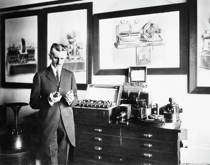 Framed Print : Nikola Tesla In His Laboratory
