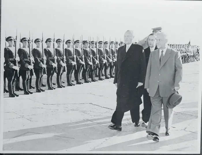 Framed Print : Nikolai Bulganin and Konrad Adenauer Inspecting Honor Guard Framed Print : Nikolai Bulganin and Konrad Adenauer Inspecting Honor Guard